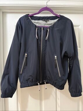 Athleta Navy Lightweight Zip-Front Bomber Jacket